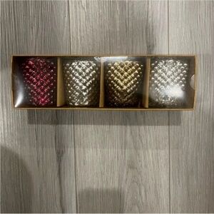 Set of Four Textured Glass Candle Holders
